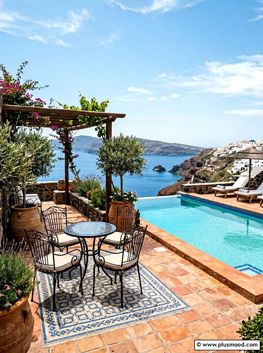 Mediterranean Pool Terrace - 25 pool landscaping ideas with outdoor rug