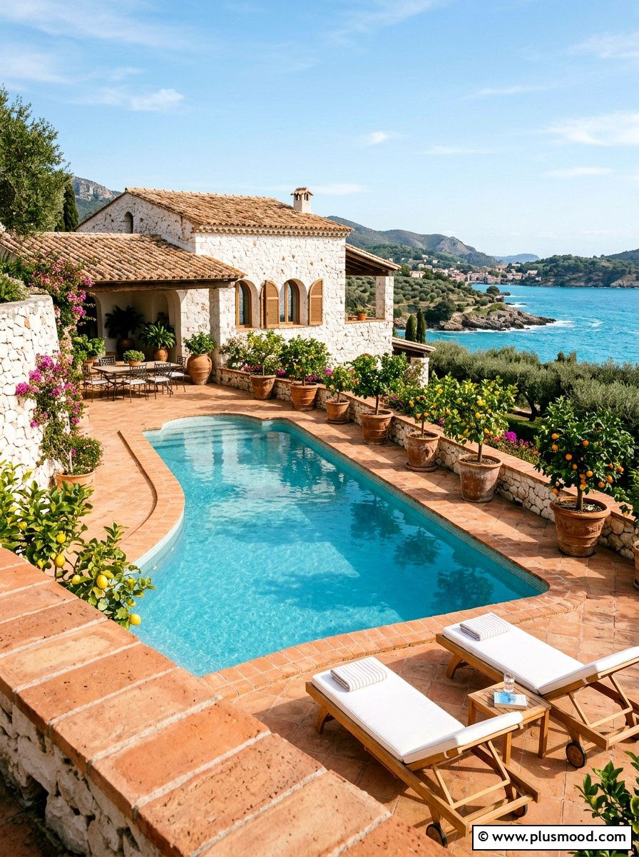 Mediterranean Pool With Brick Coping - 25 pool landscaping ideas with brick edging