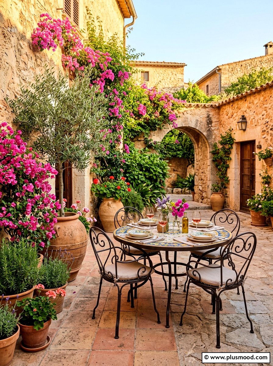 Mediterranean Style Courtyard Dining - 25 summer outdoor dining ideas