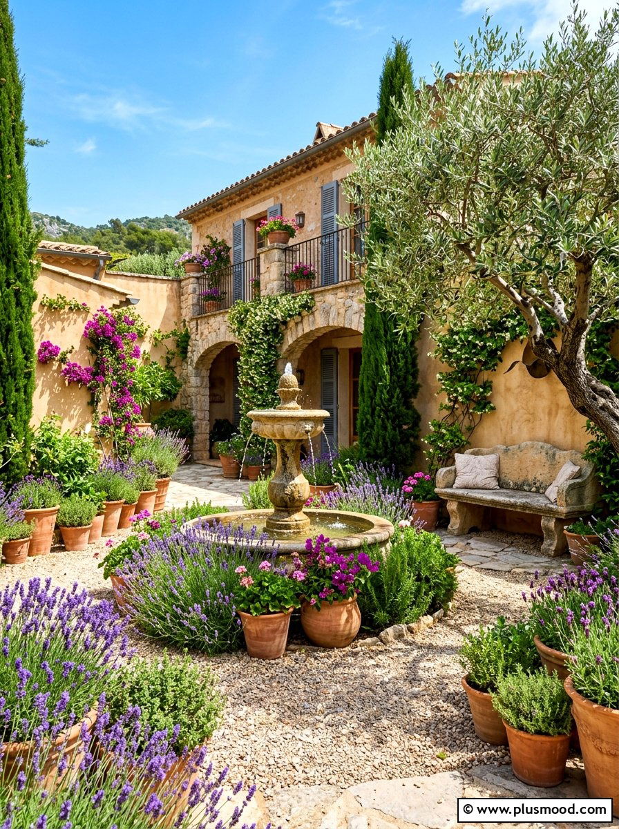 Mediterranean Style Courtyard Garden - 25 summer relaxed luxury decor ideas