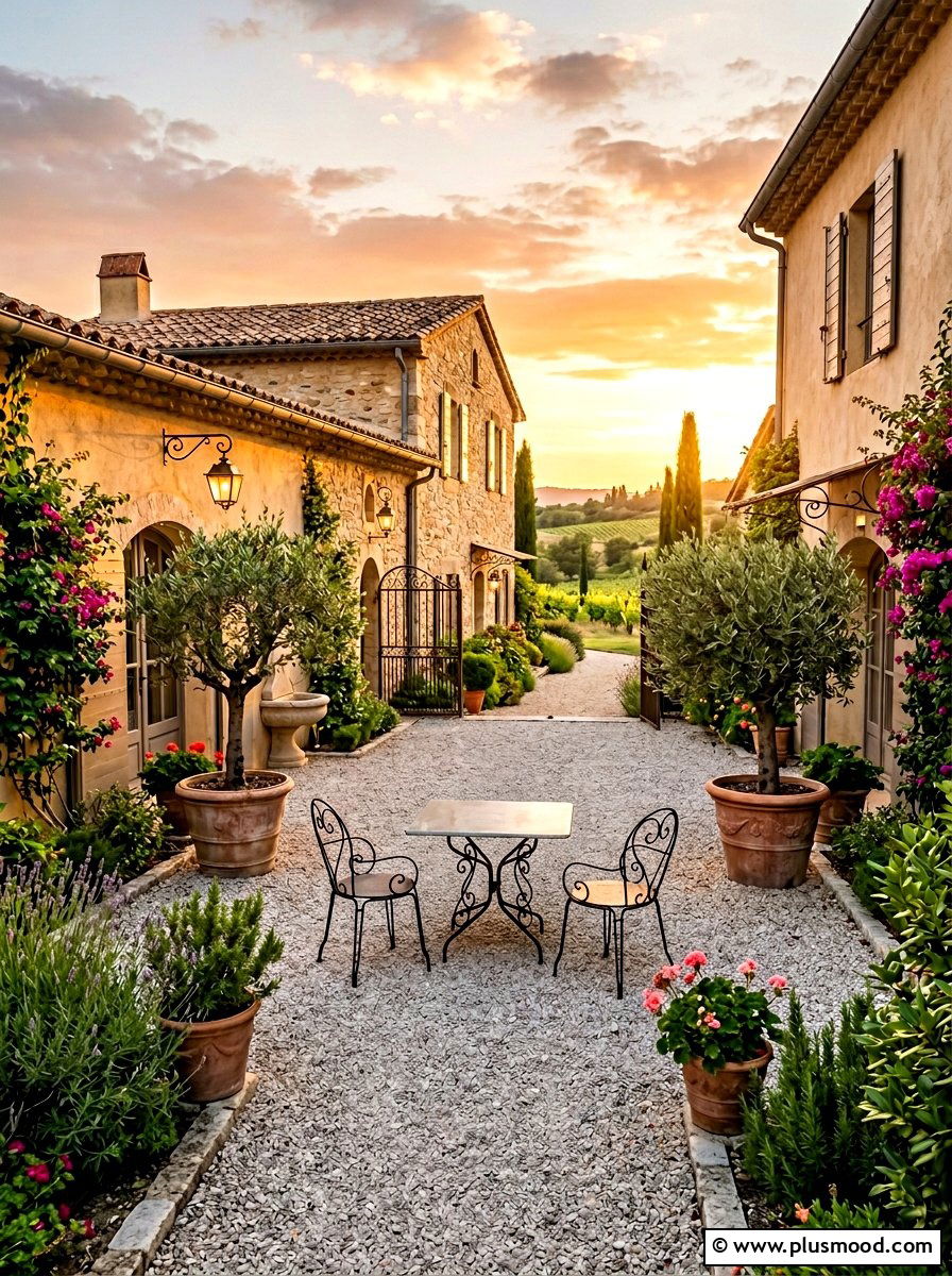Mediterranean Style Gravel Courtyard - 25 late summer garden ideas