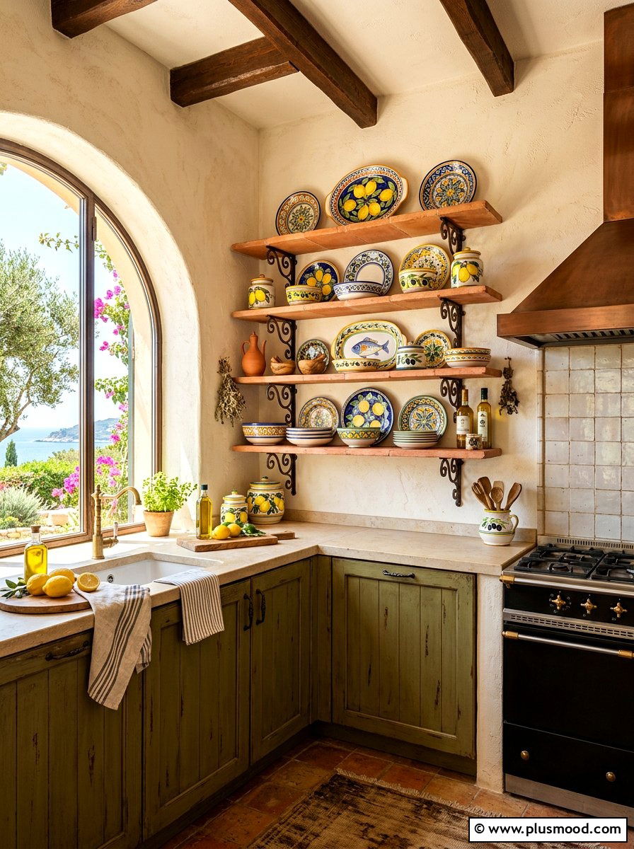 Mediterranean Style Kitchen Wall Shelves - 25 summer open shelf summer kitchen ideas