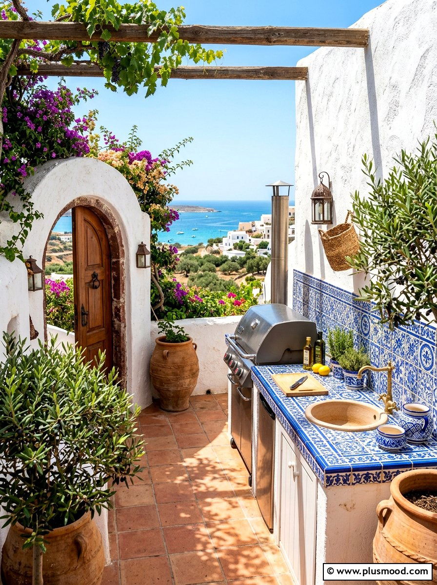 Mediterranean Style Patio Kitchen - 25 summer outdoor kitchen entertaining ideas