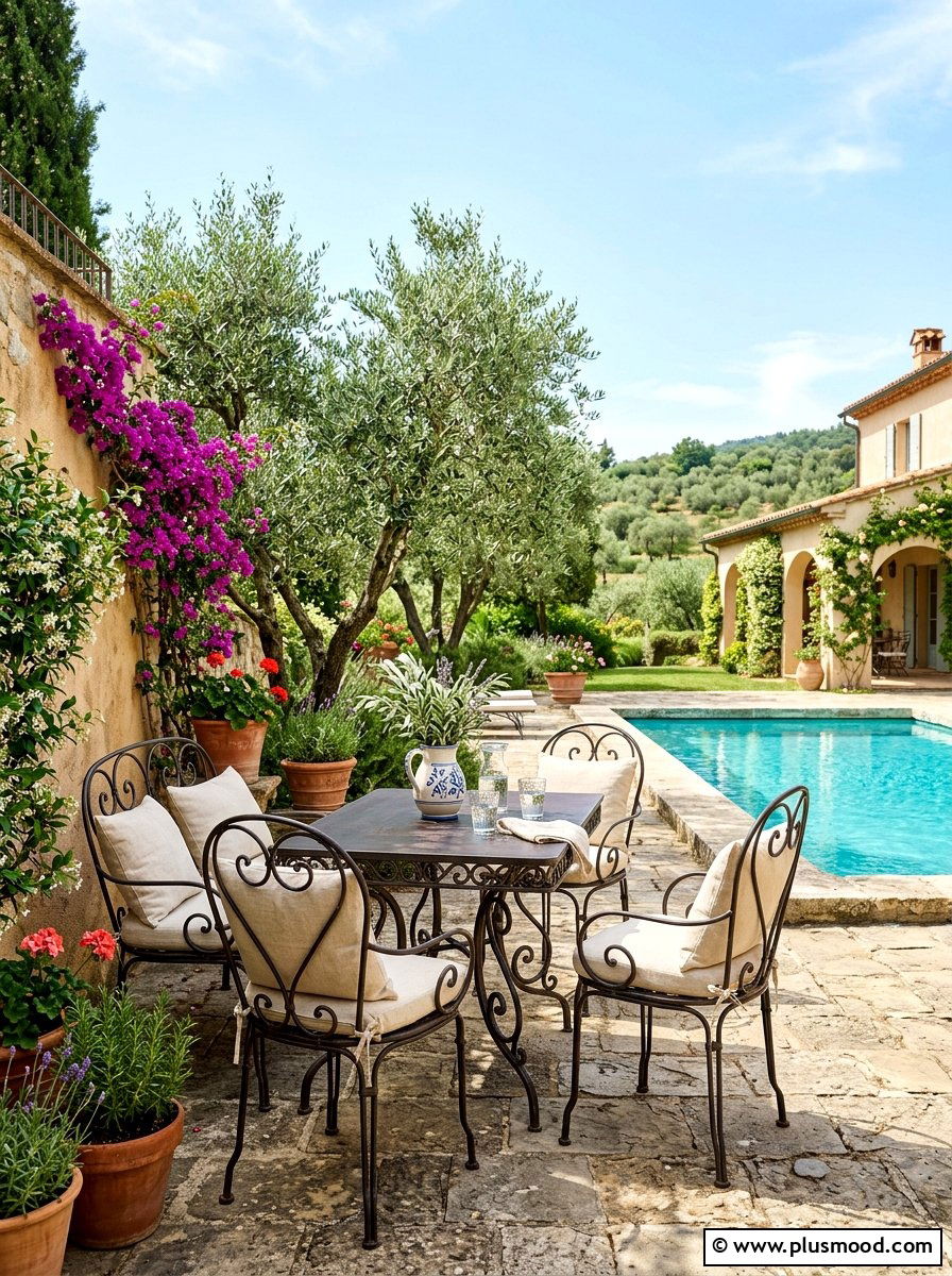 Mediterranean Style Pool Seating - 25 summer pool party decor ideas