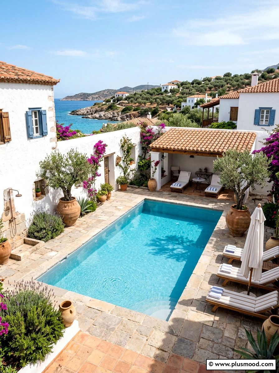 Mediterranean Style Pool - 25 pool landscaping ideas for courtyard pools