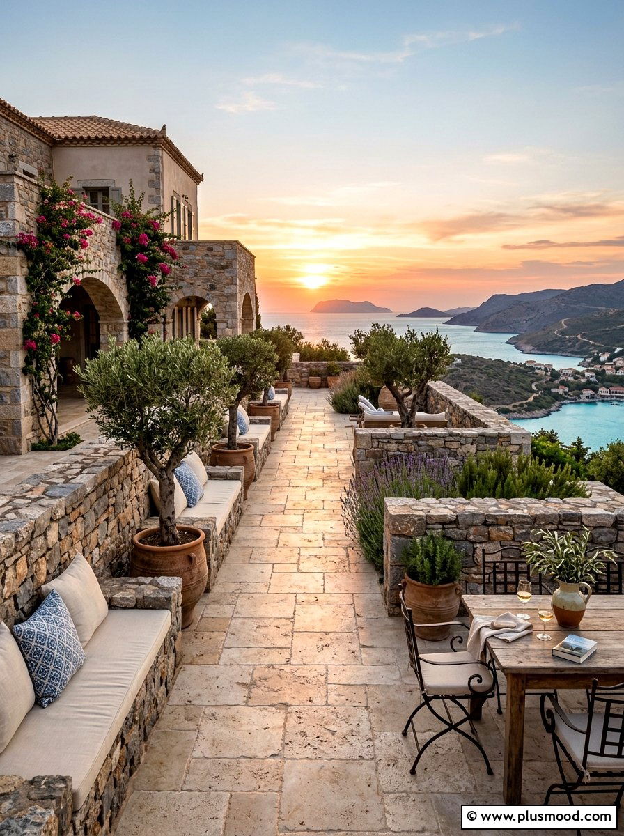 Mediterranean Style Stone Patio - 25 pool landscaping ideas with stone walls