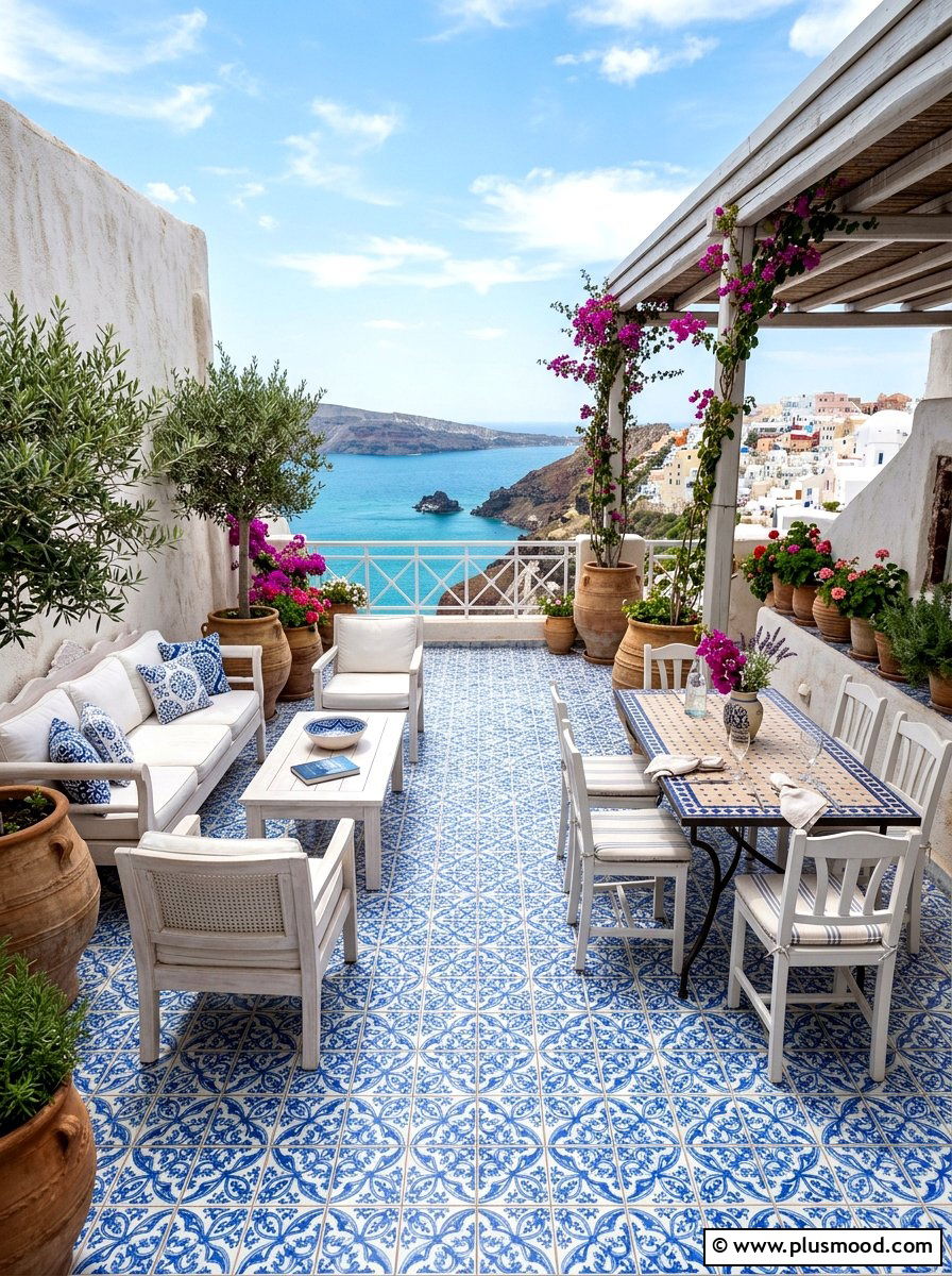 Mediterranean Style Tile - 25 summer uncovered patio ideas