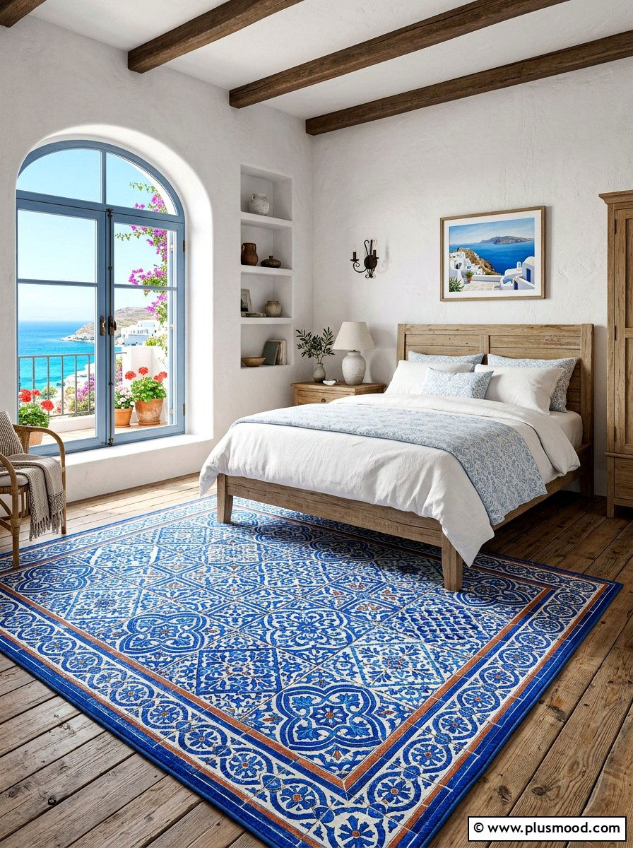 Mediterranean Tile Rug - 25 summer rug ideas for bedroom