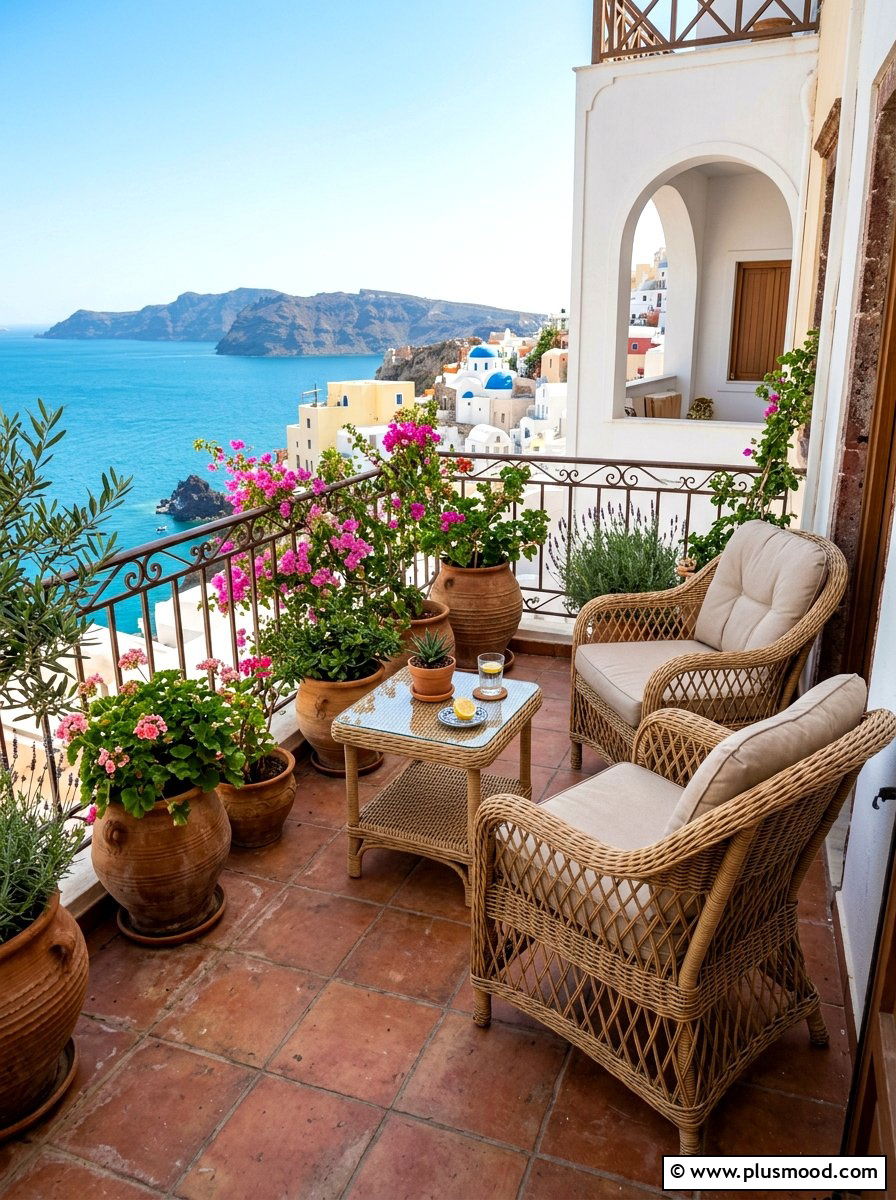 Mediterranean Wicker Furniture - 25 summer balcony breakfast nook ideas