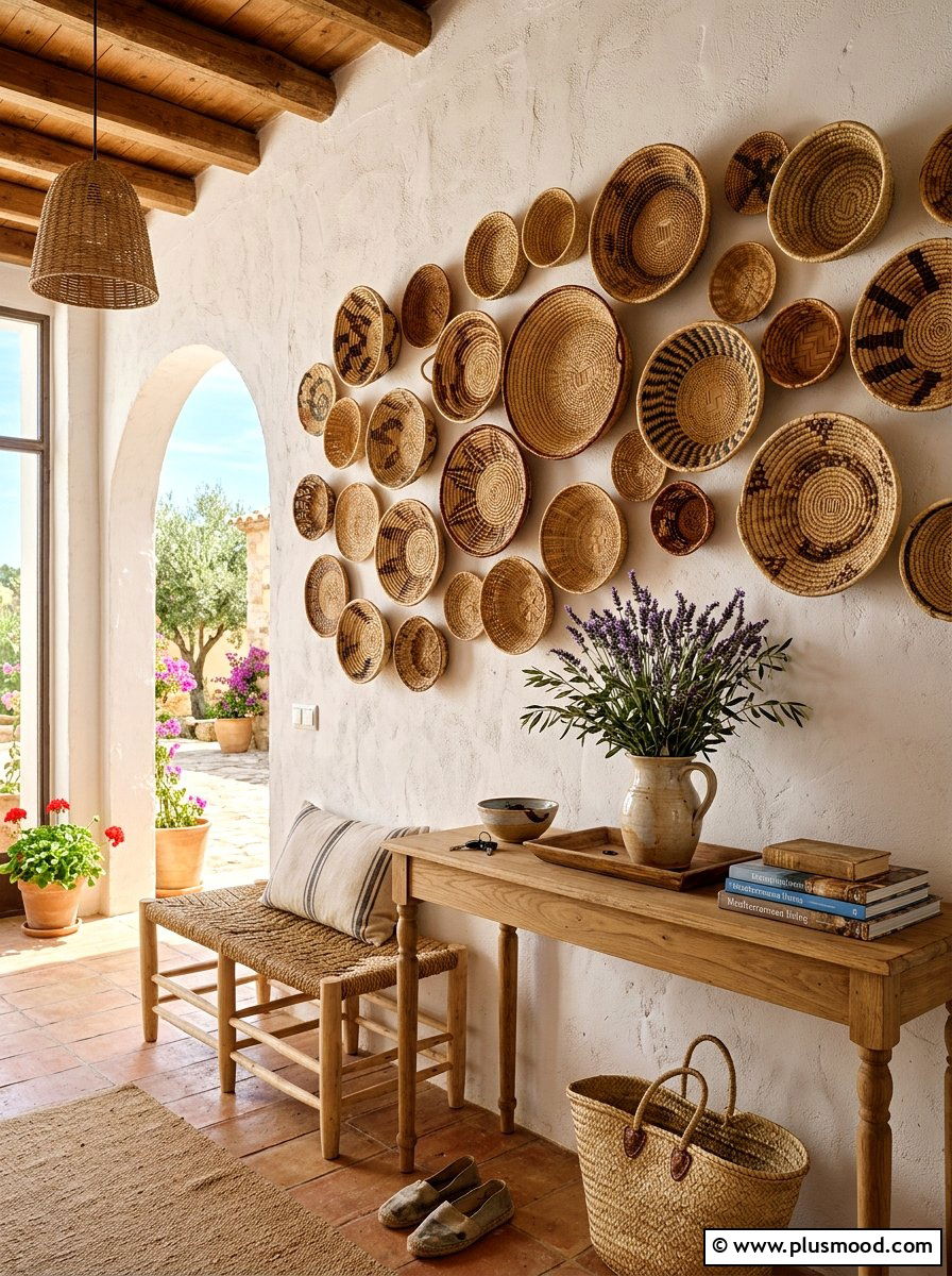 Mediterranean Woven Wall Entryway - 25 summer decorating ideas for small homes