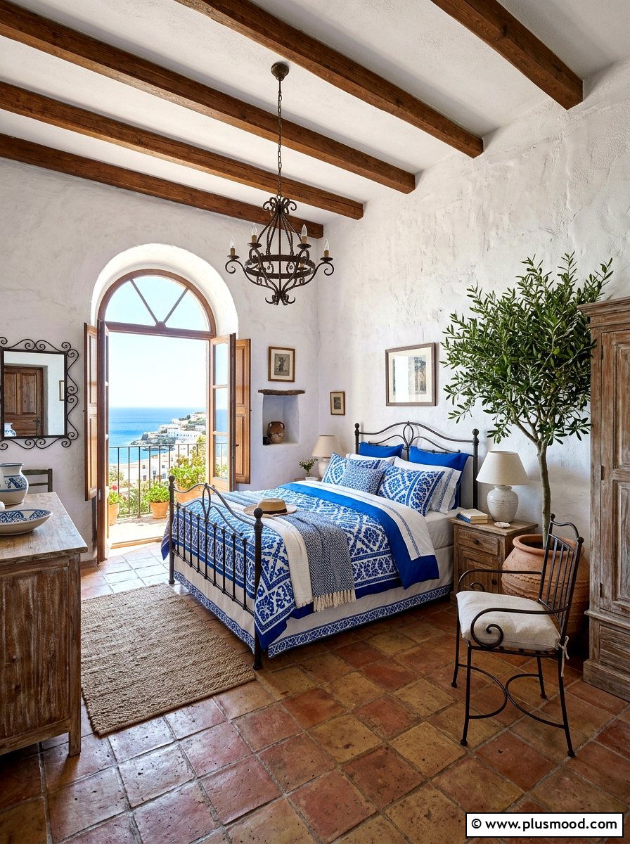 Mediterranean bedroom - 25 summer white and blue bedroom ideas