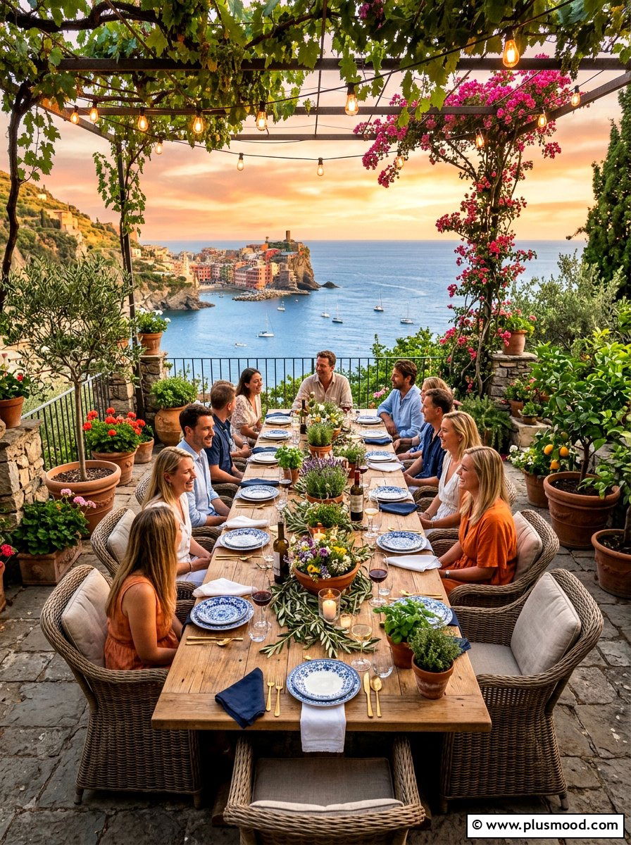 Mediterranean outdoor dining area