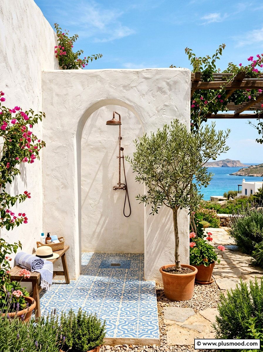 Mediterranean outdoor shower - 25 summer outdoor shower ideas
