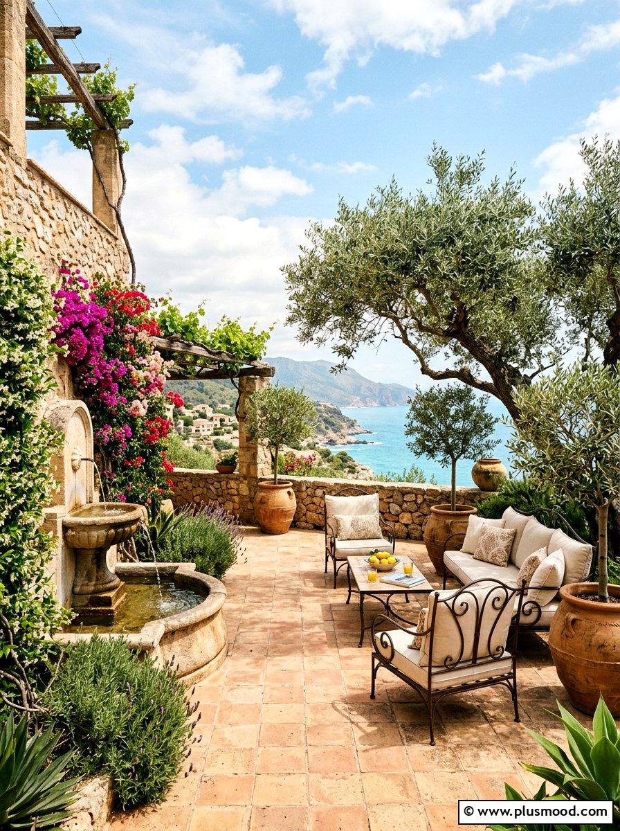 Mediterranean patio stone - 25 summer patio lounge ideas