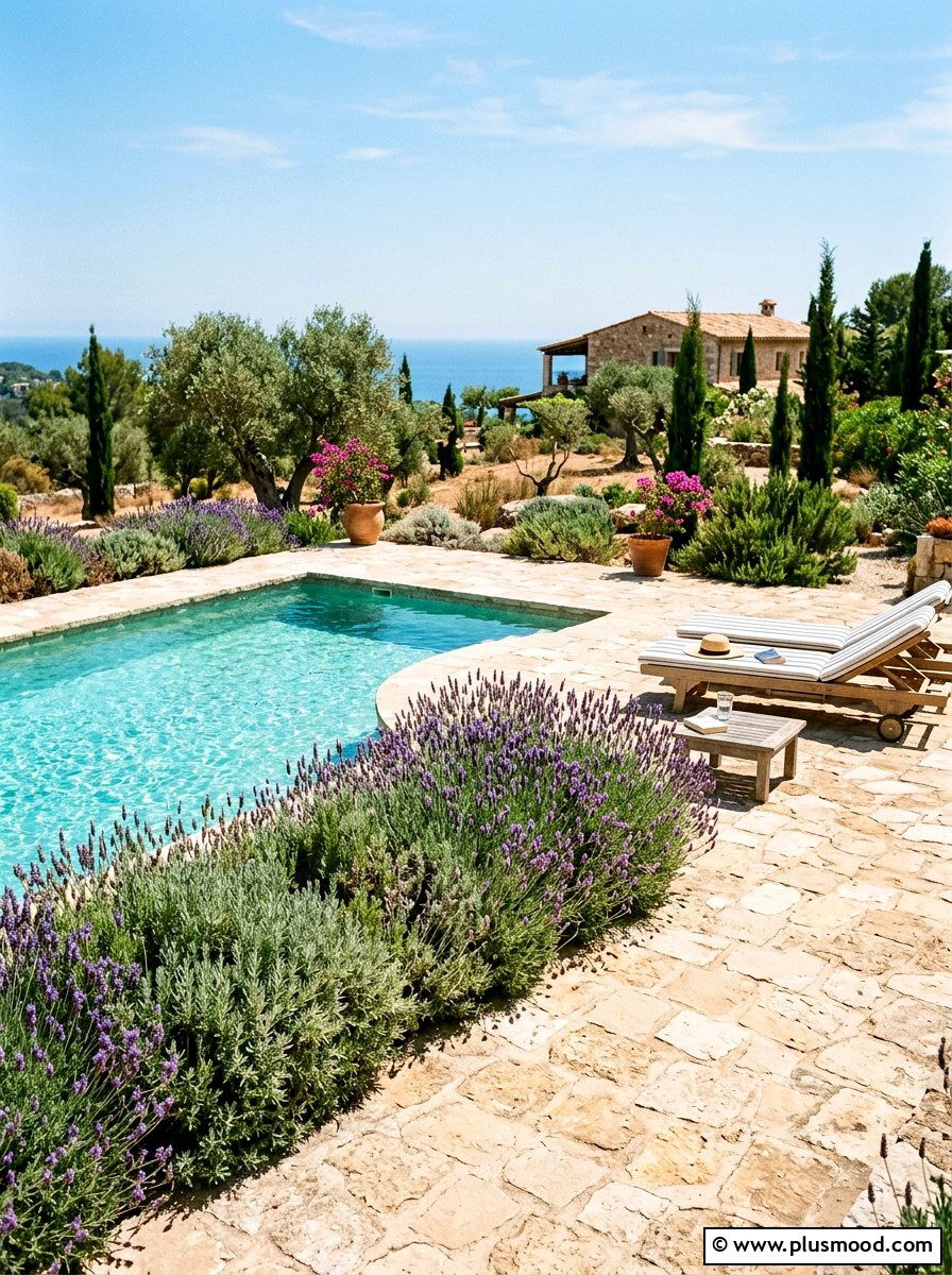 Mediterranean pool hedge border - 25 pool landscaping ideas with hedge border