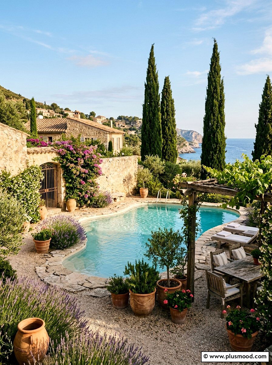 Mediterranean pool landscape design - 25 pool landscaping ideas for saltwater pools