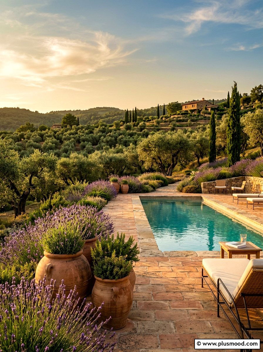 Mediterranean pool landscape - 25 pool landscaping ideas with lavender