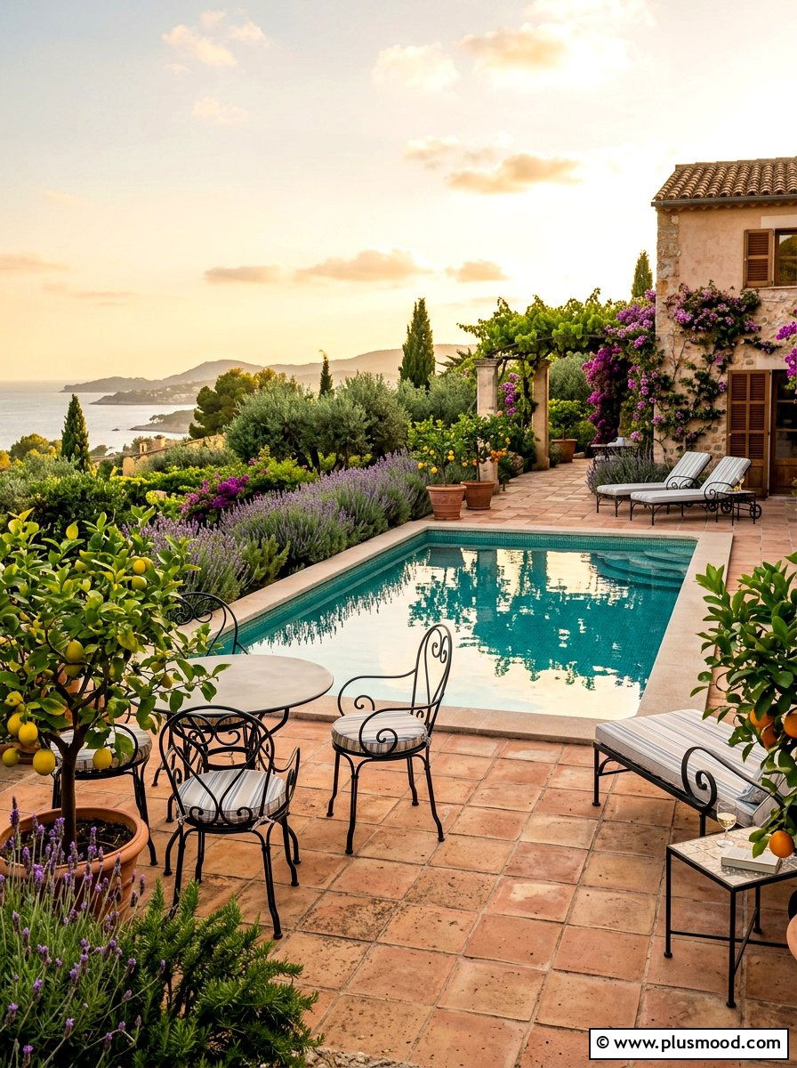 Mediterranean pool patio - 25 pool landscaping ideas with outdoor seating