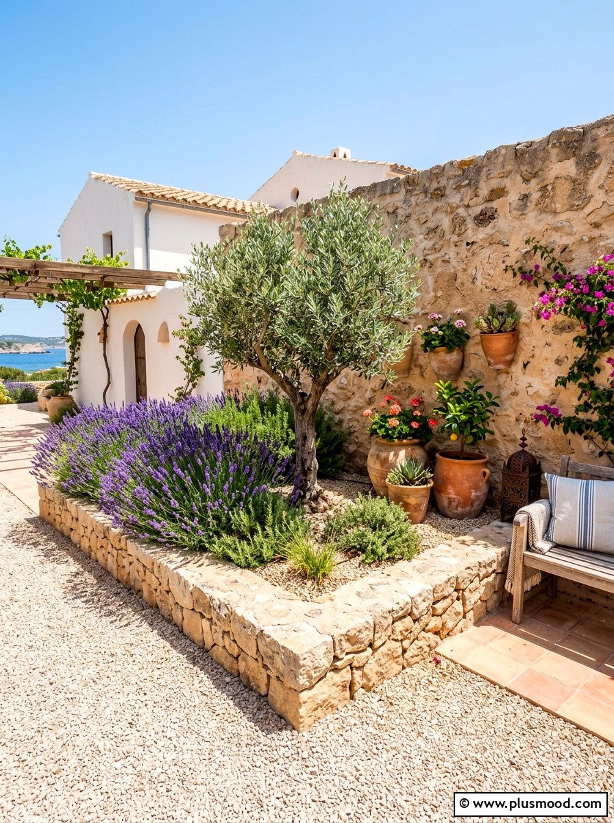 Mediterranean style bed - 25 summer corner flower bed ideas