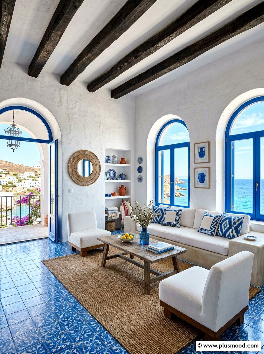 Mediterranean style living room - 25 blue summer living room ideas