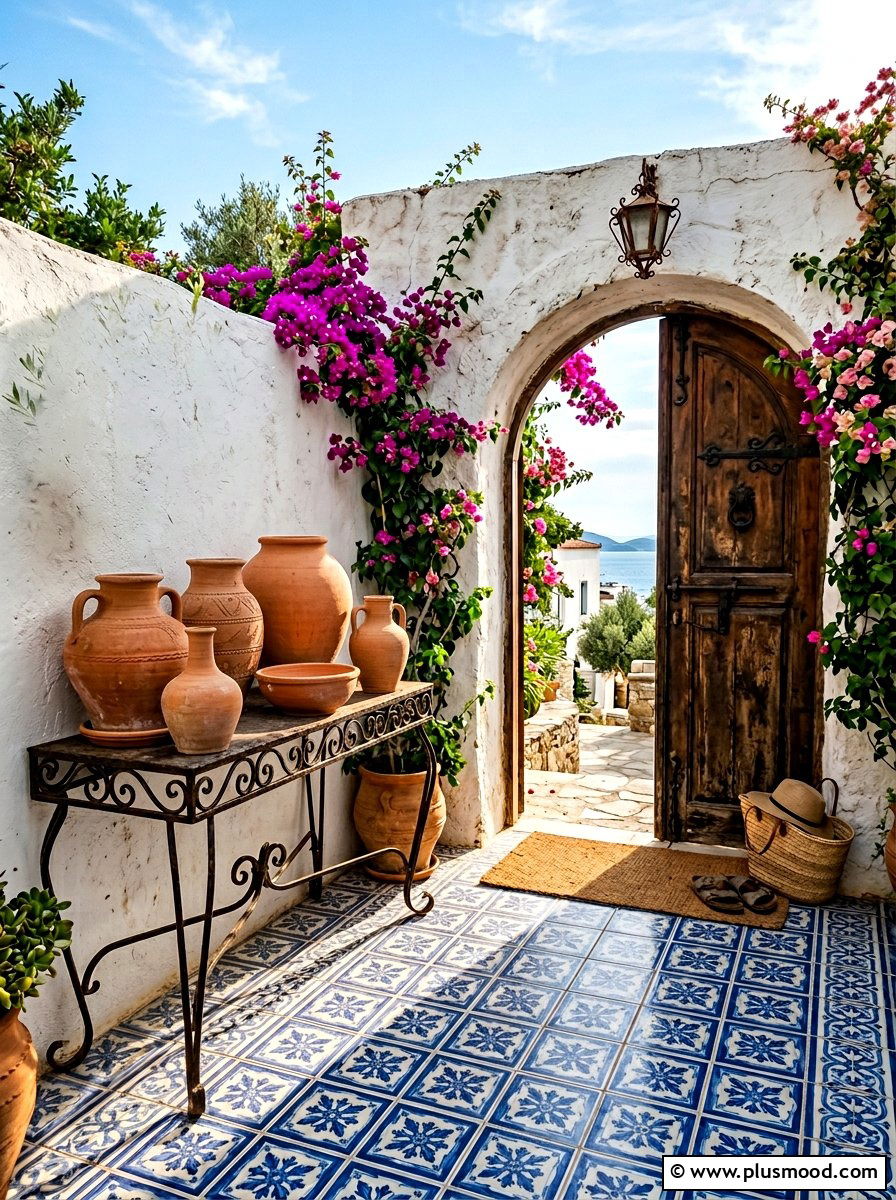 Mediterranean style tile entryway - 25 summer entryway decor ideas