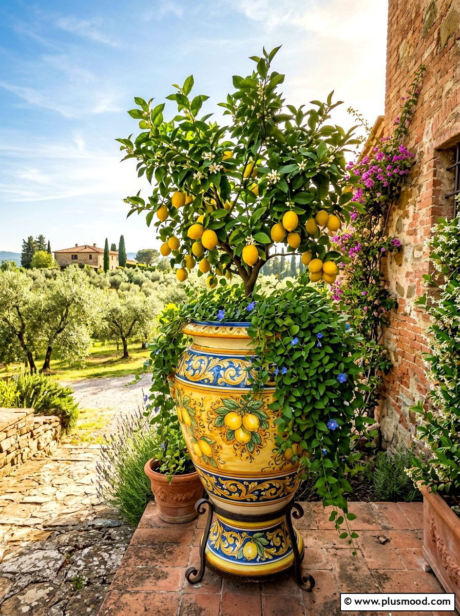 Mediterranean tall ceramic planter - 25 summer tall planter ideas