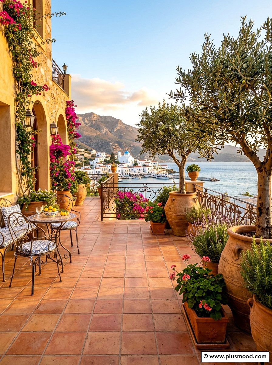 Mediterranean terrace garden setup - 25 late summer patio decor ideas