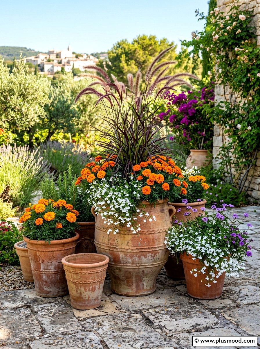 Mediterranean terracotta garden arrangement - 25 summer backyard planter ideas