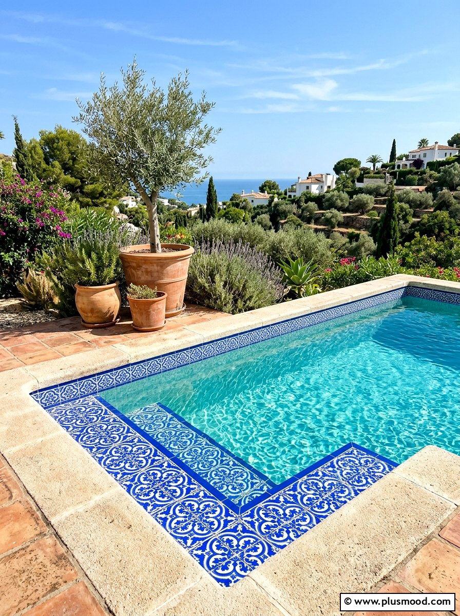 Mediterranean tiles for corner pool - 25 pool landscaping ideas for corner pools