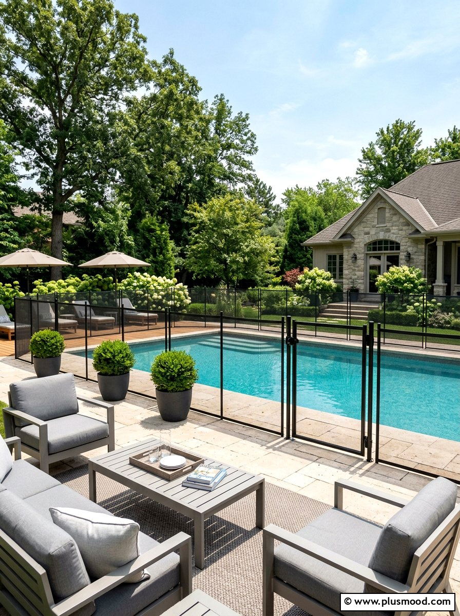 Mesh Safety Fence - 25 pool landscaping ideas with fence