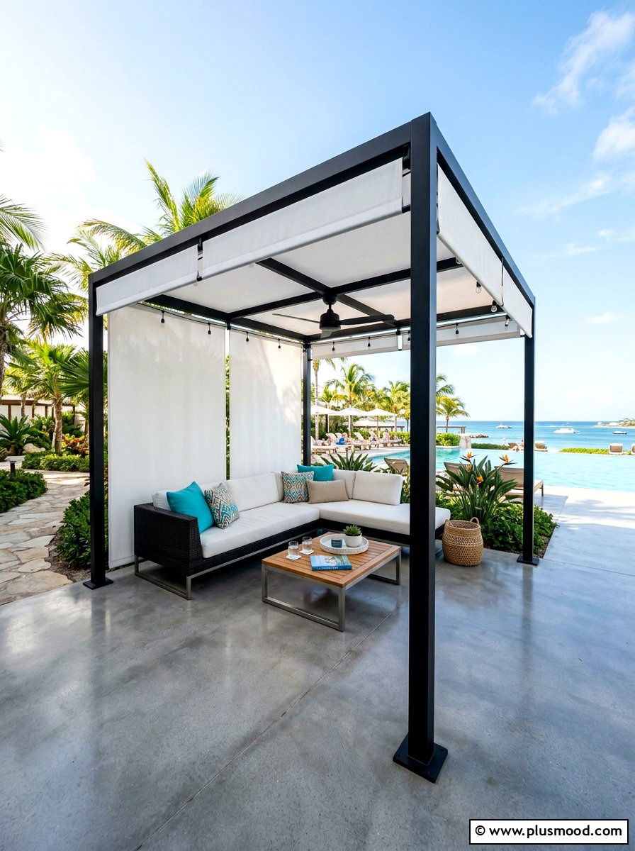 Metal Cabana - 25 small backyard ideas with shade