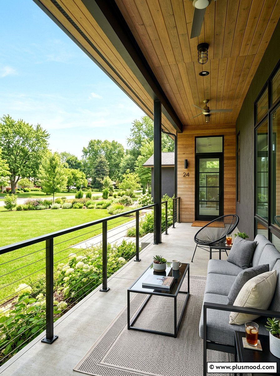 Metal Cable Railing - 25 summer modern front porch ideas