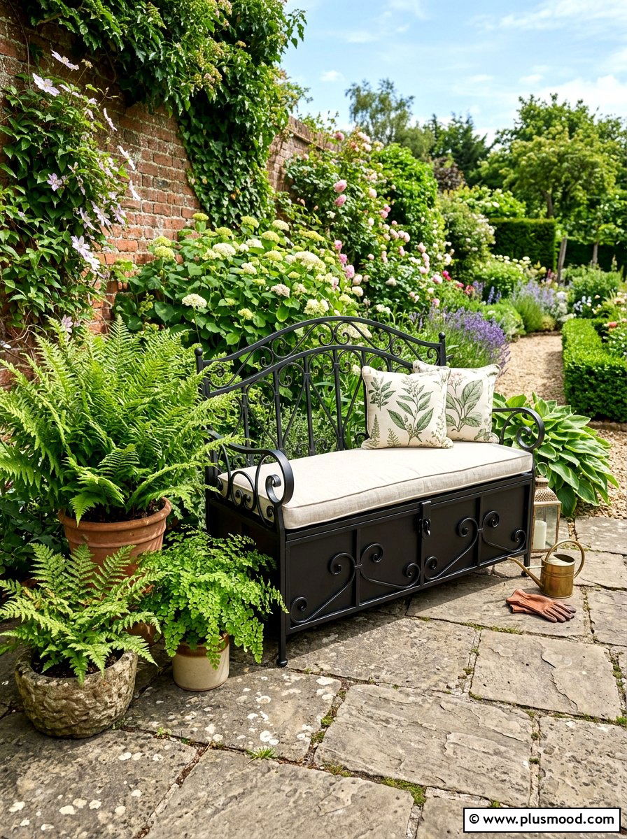 Metal Garden Storage Bench
