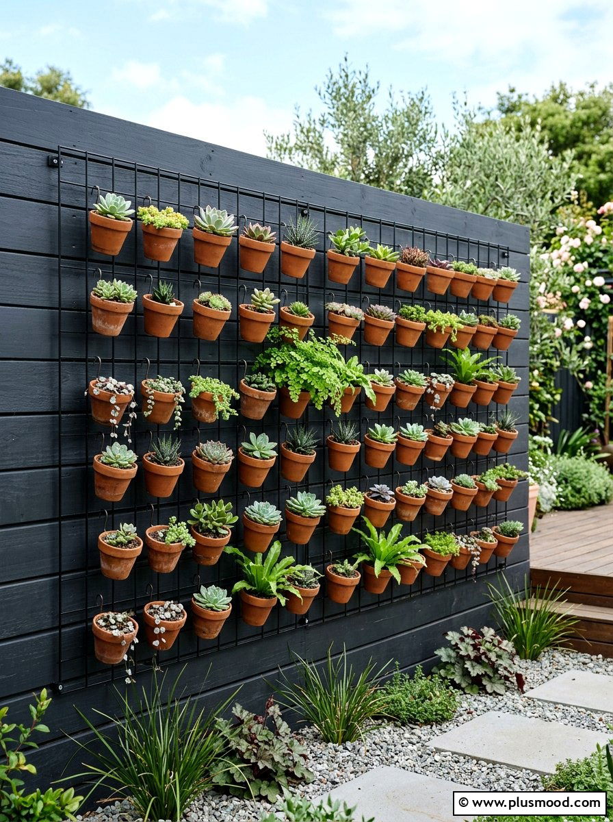 Metal Grid Plant Wall - 25 small backyard ideas with vertical garden