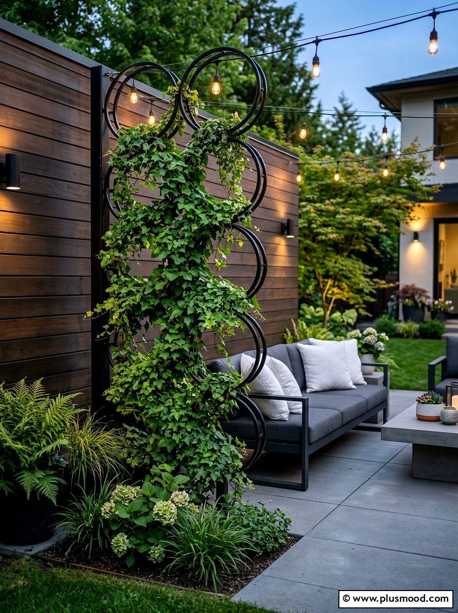 Metal Hoop Trellis - 25 outdoor garden decor ideas with vertical garden