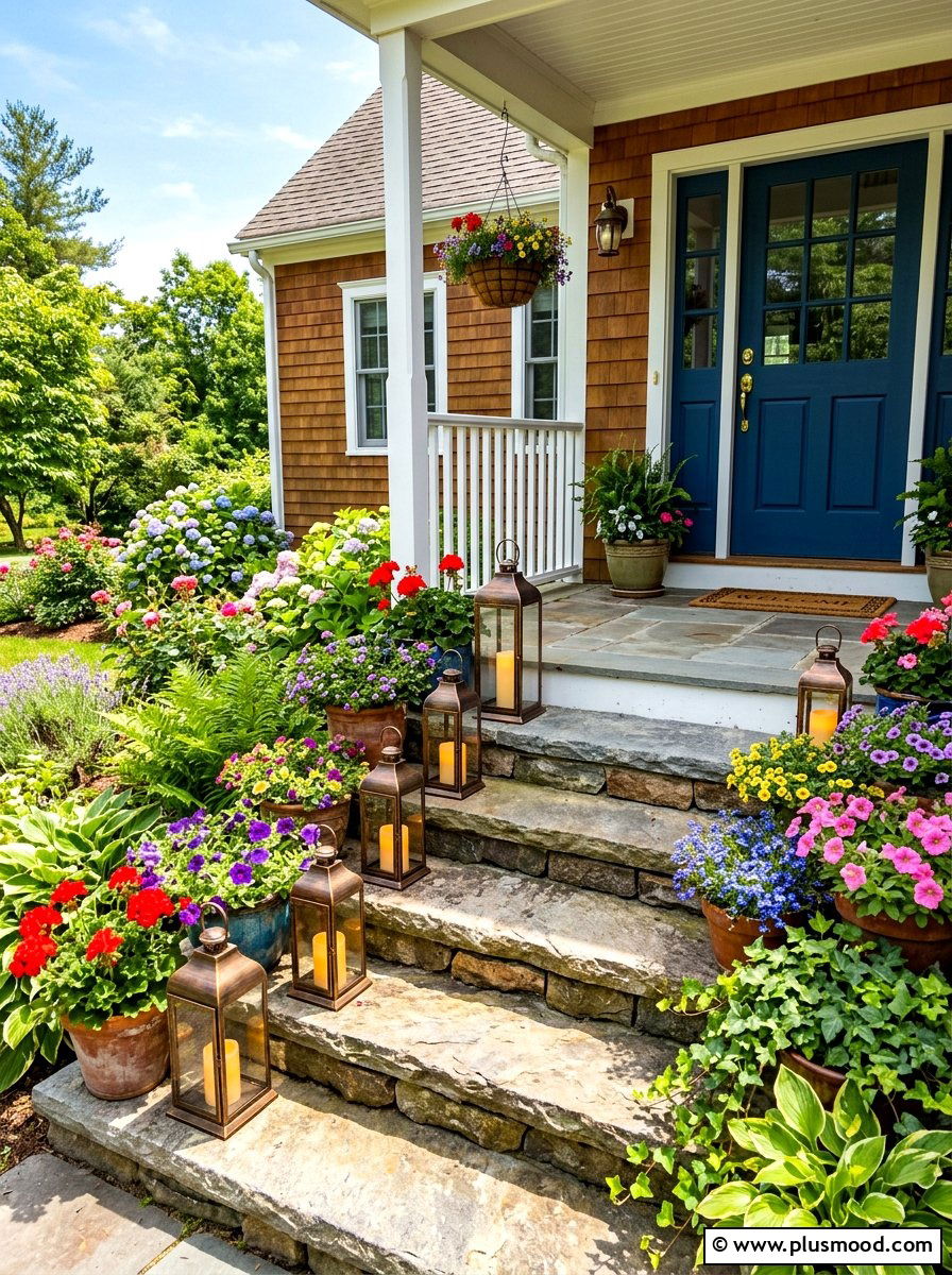 Metal Lantern With Battery Candle - 25 summer front porch lantern ideas