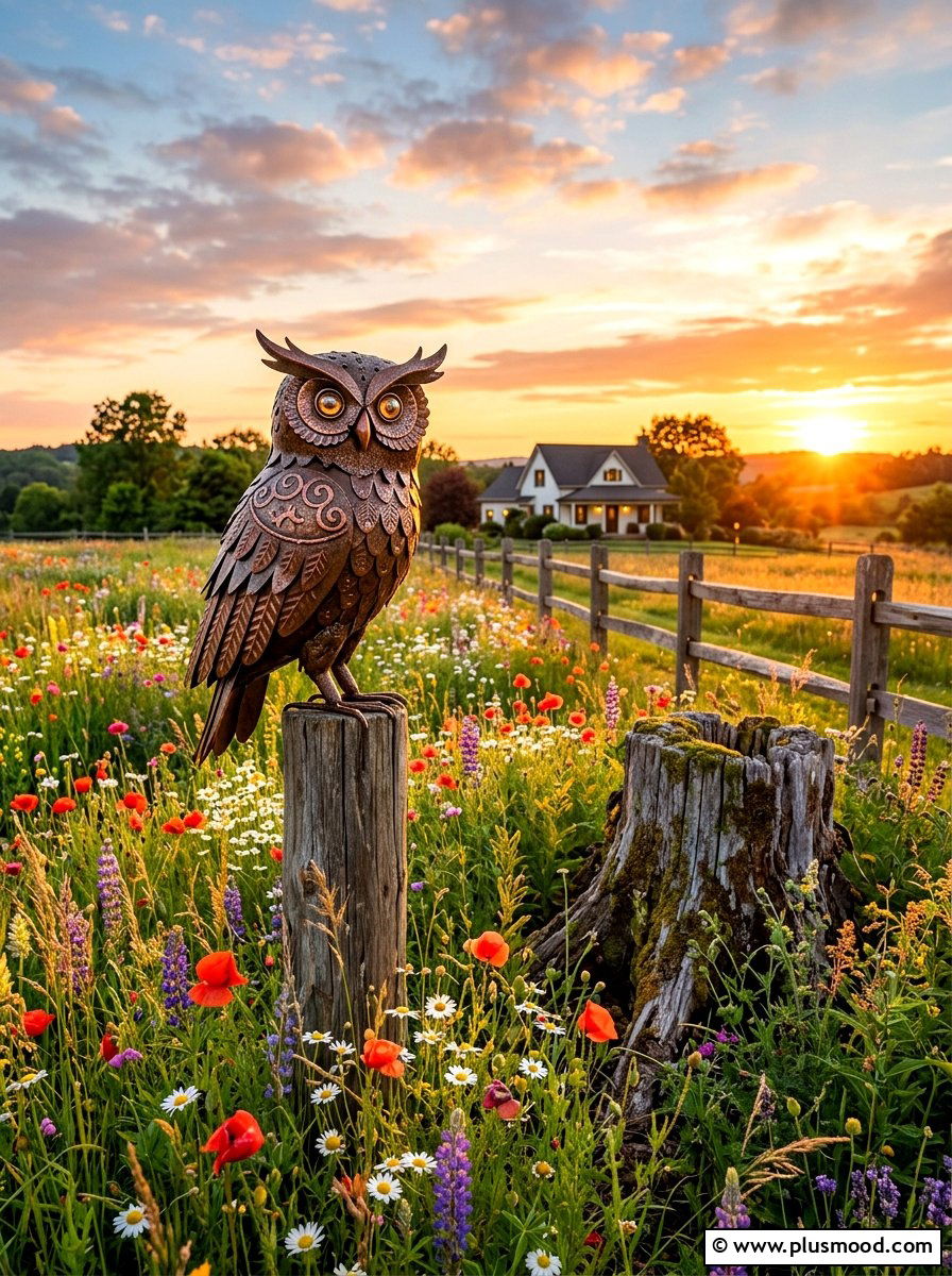 Metal Owl Garden Sculpture - 25 summer garden statue ideas