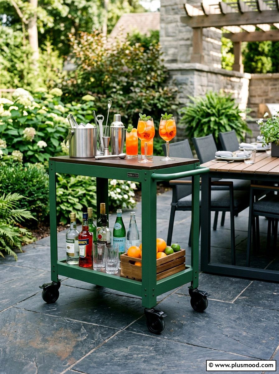 Metal Rolling Beverage Station - 25 summer patio bar cart ideas