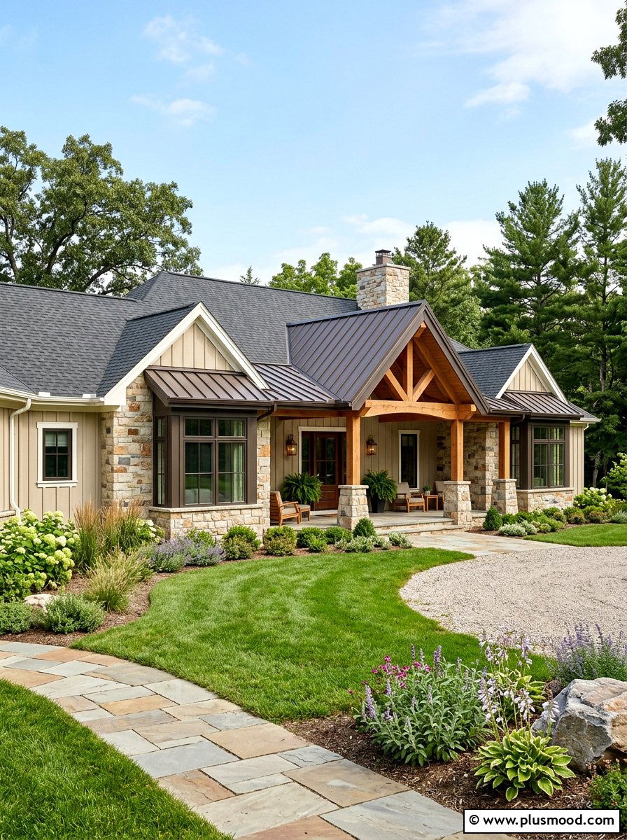 Metal Roof Accents - 25 summer ranch house curb appeal ideas