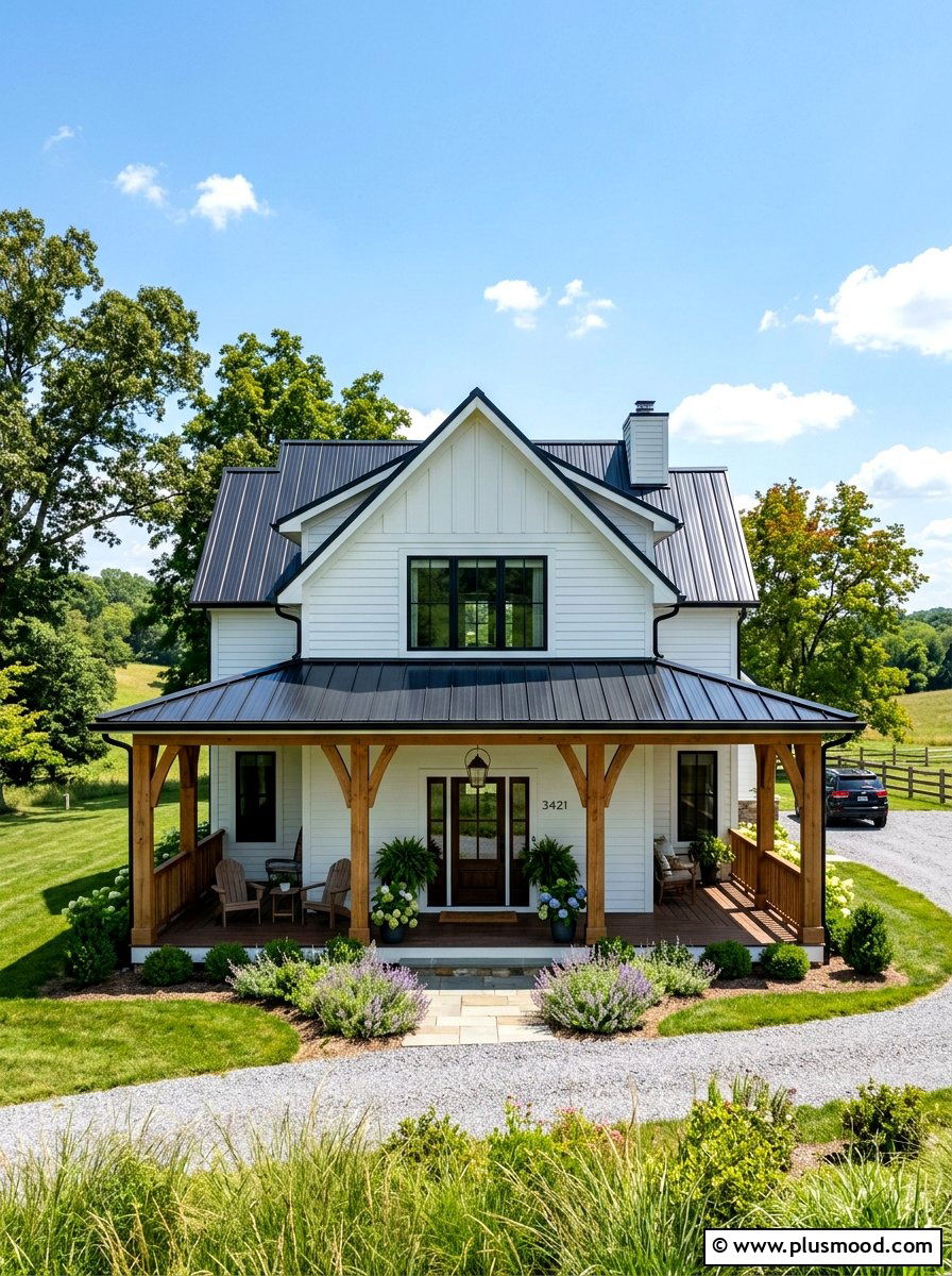 Metal Roof Accents - 25 summer farmhouse curb appeal ideas