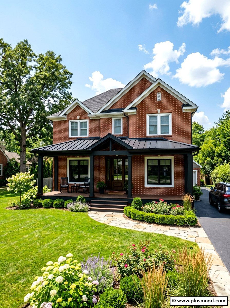 Metal Roof Porch Detail - 25 summer brick house curb appeal ideas