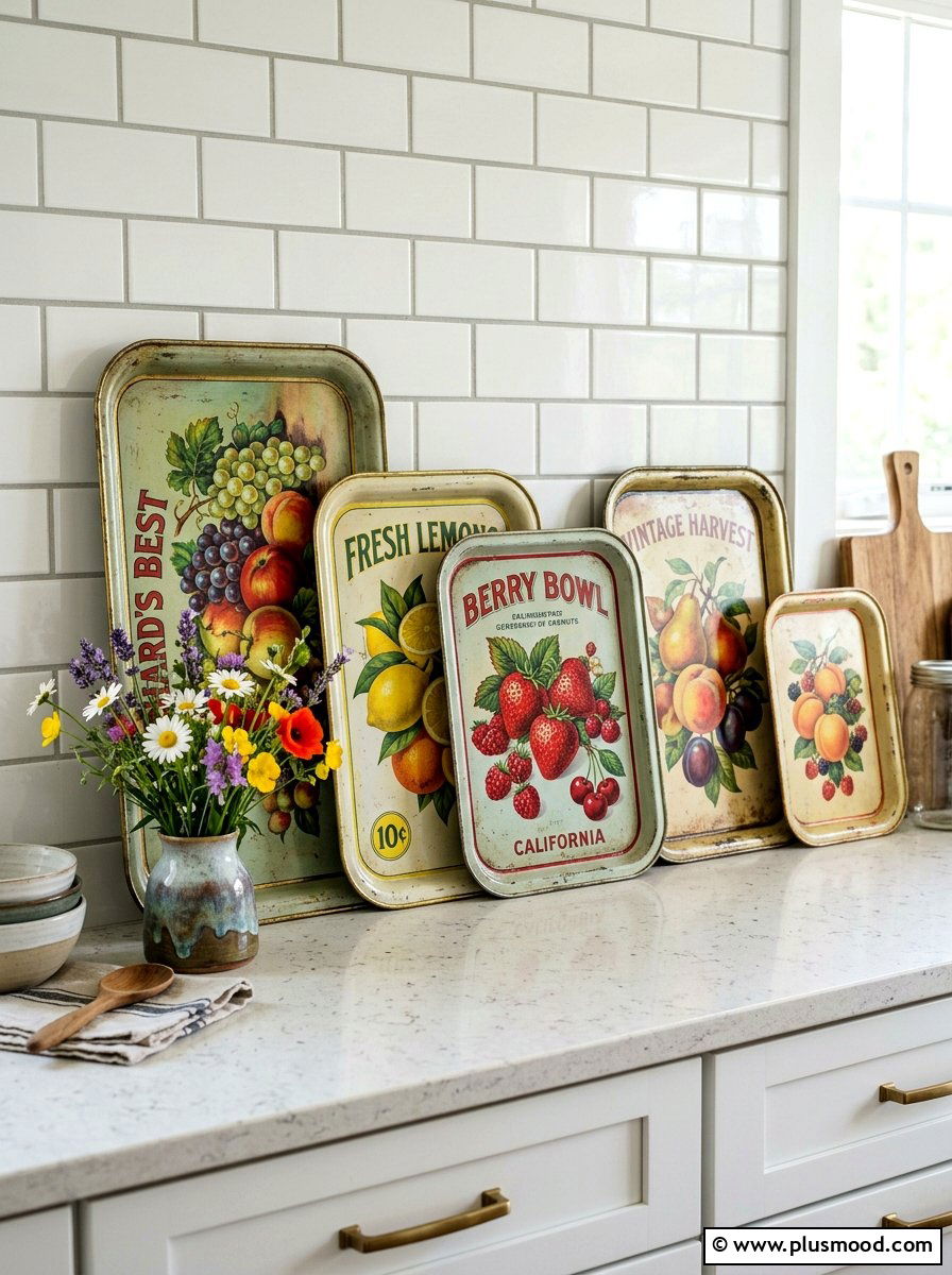 Metal Serving Trays - 25 summer picnic style kitchen decor ideas