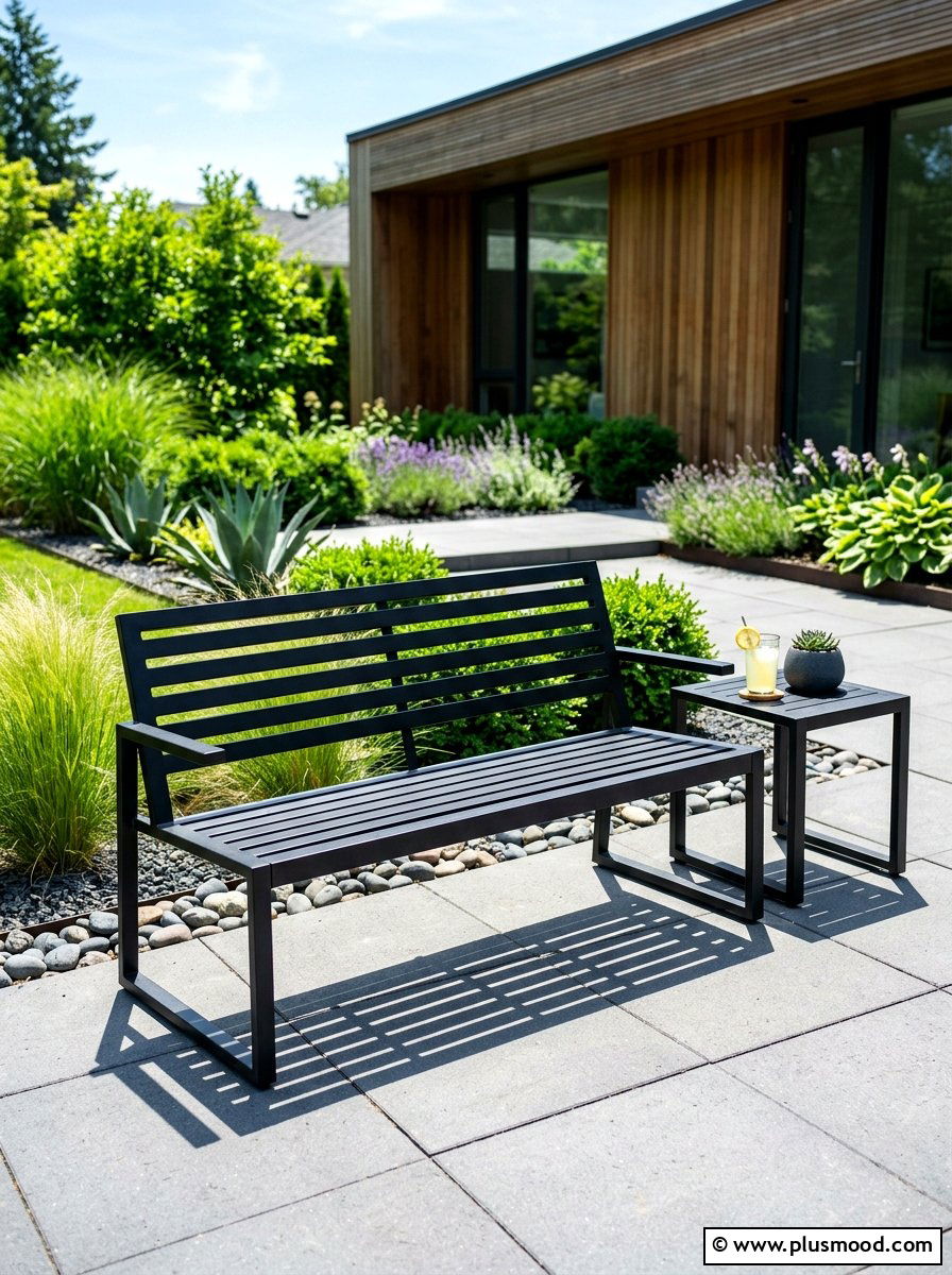 Metal Slatted Bench - 25 summer garden bench ideas