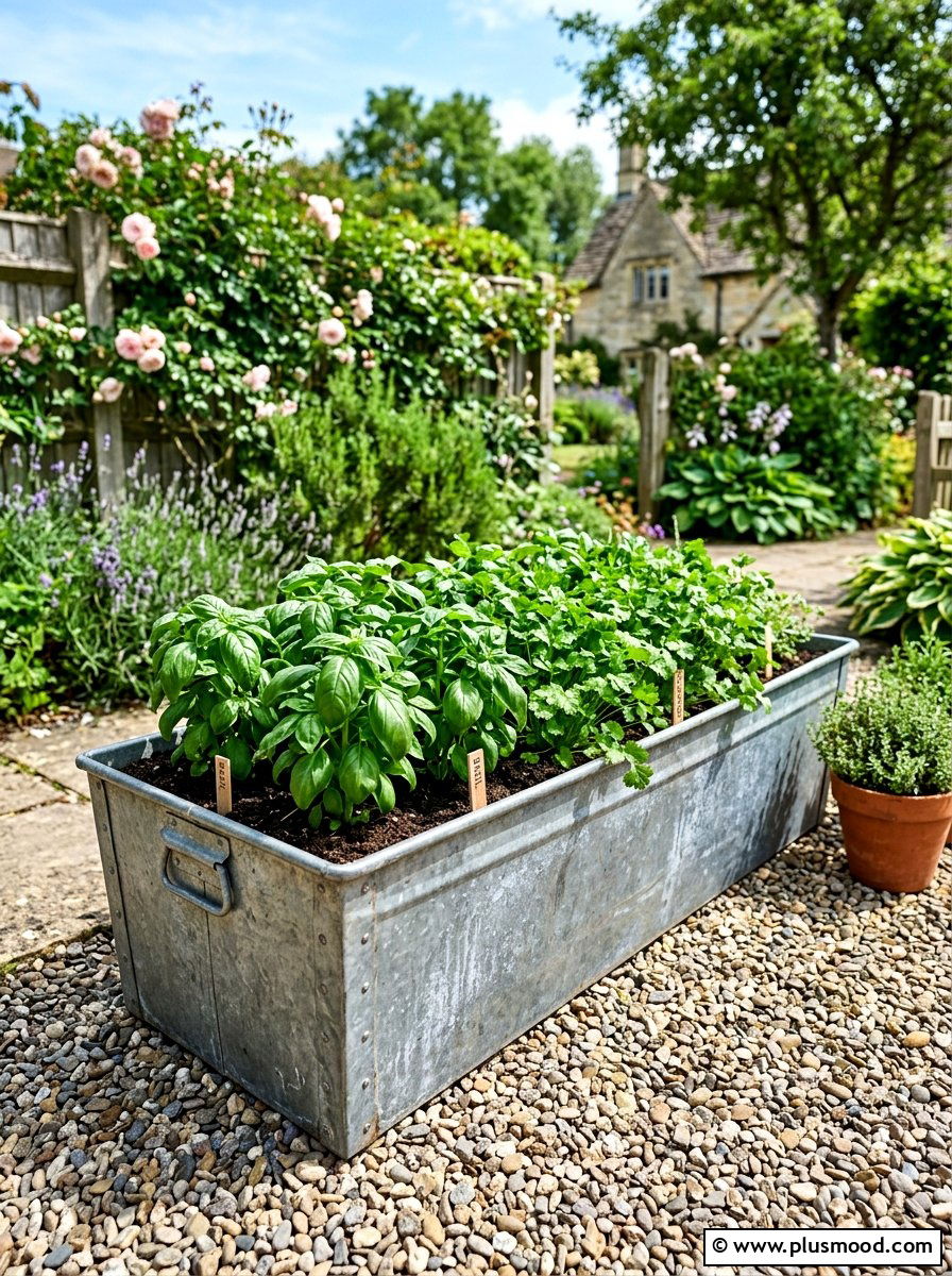 Metal Trough Herb Planter - 25 summer herb planter ideas
