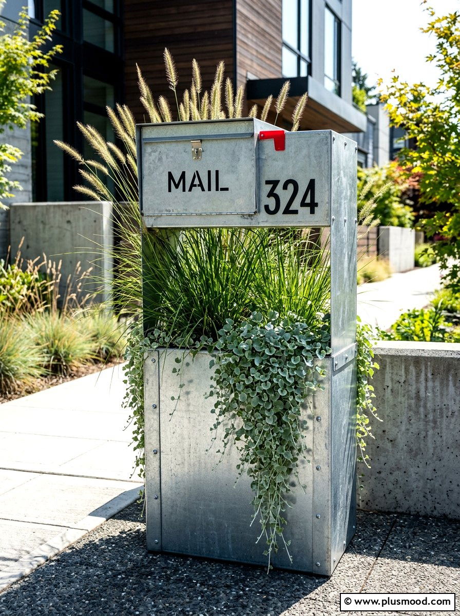Metal Trough Mailbox Planter - 25 summer mailbox planter ideas