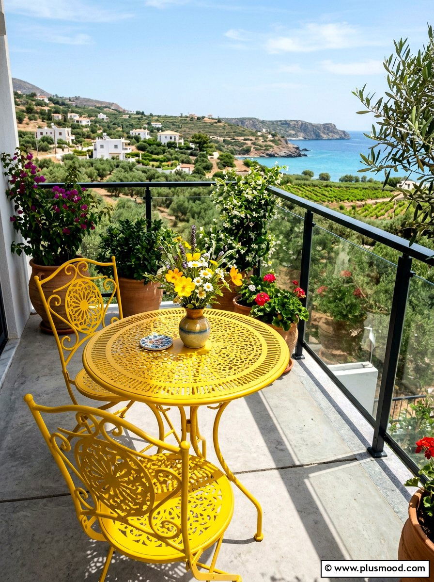 Metal balcony table - 25 late summer balcony ideas