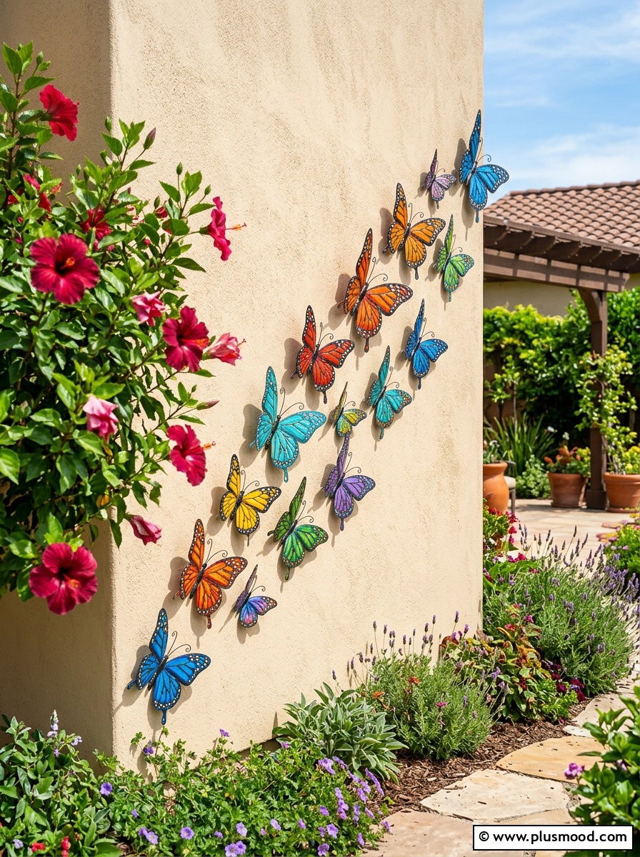 Metal butterfly wall decor - 25 outdoor garden decor ideas with wall art