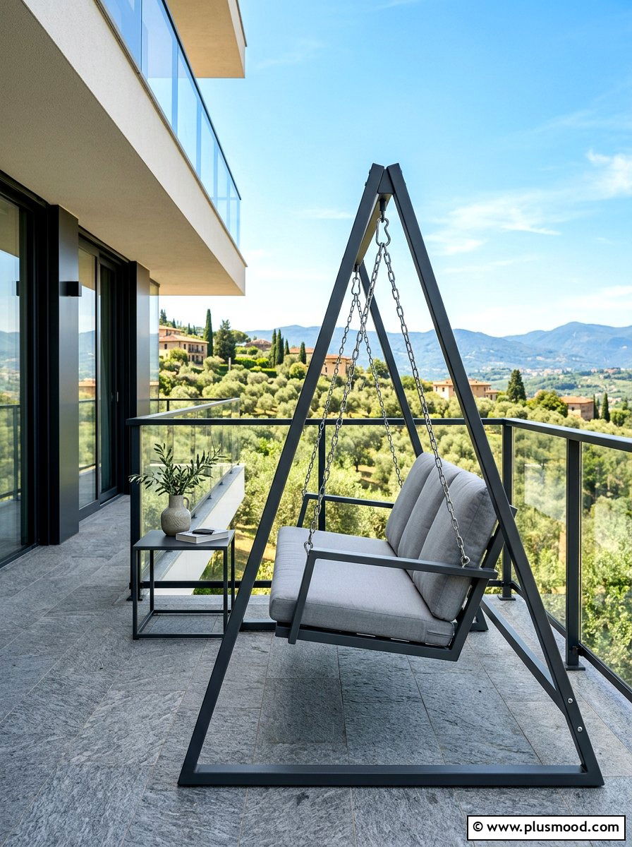 Metal frame swing - 25 summer balcony swing chair ideas