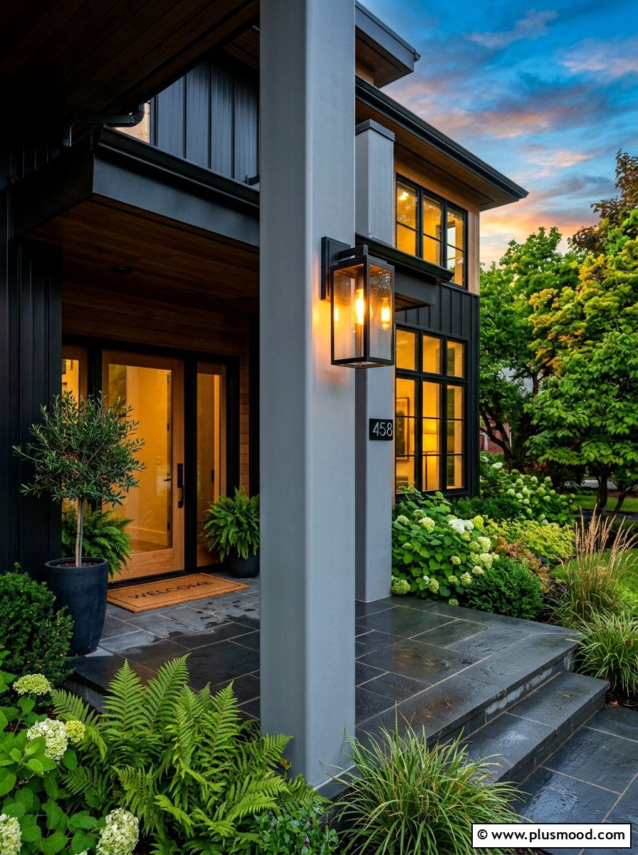 Metal lantern porch column - 25 summer porch column decor ideas