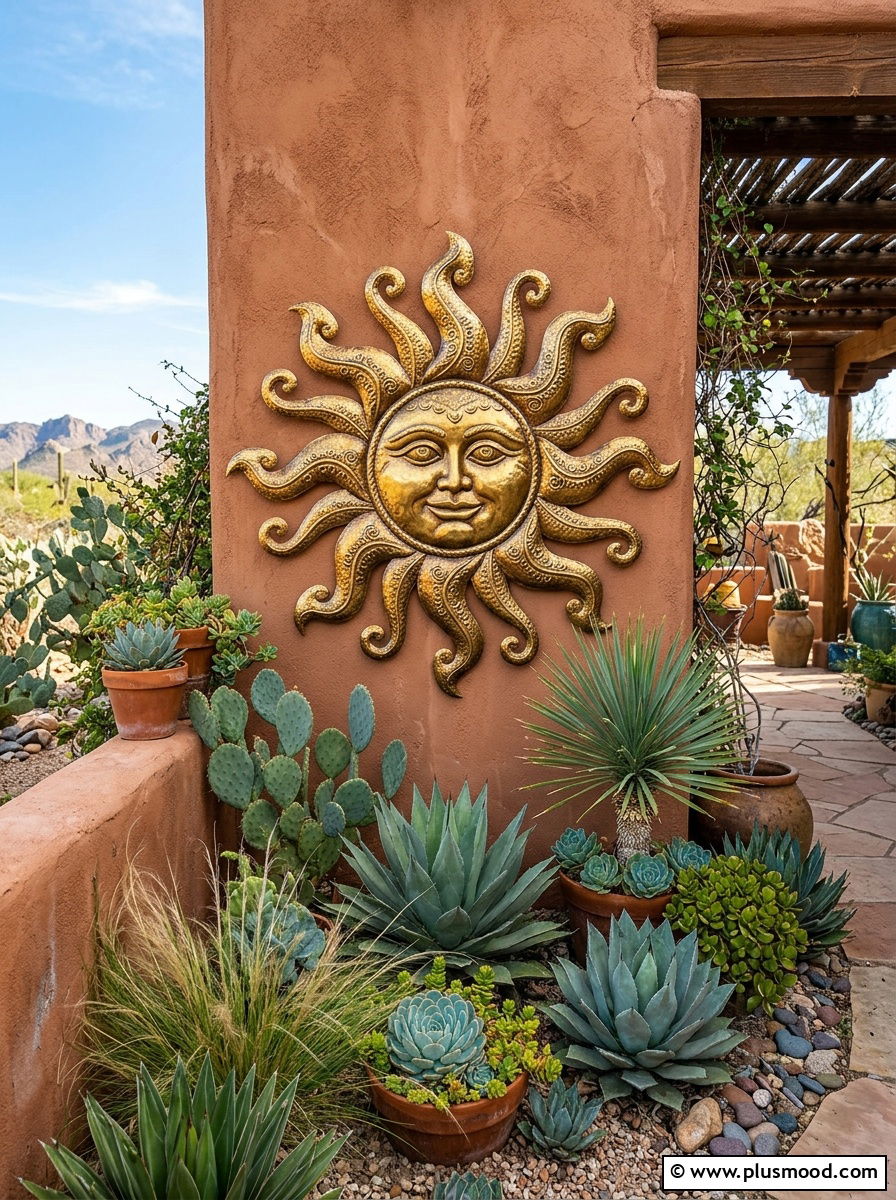 Metal sun wall decor - 25 outdoor garden decor ideas with wall art